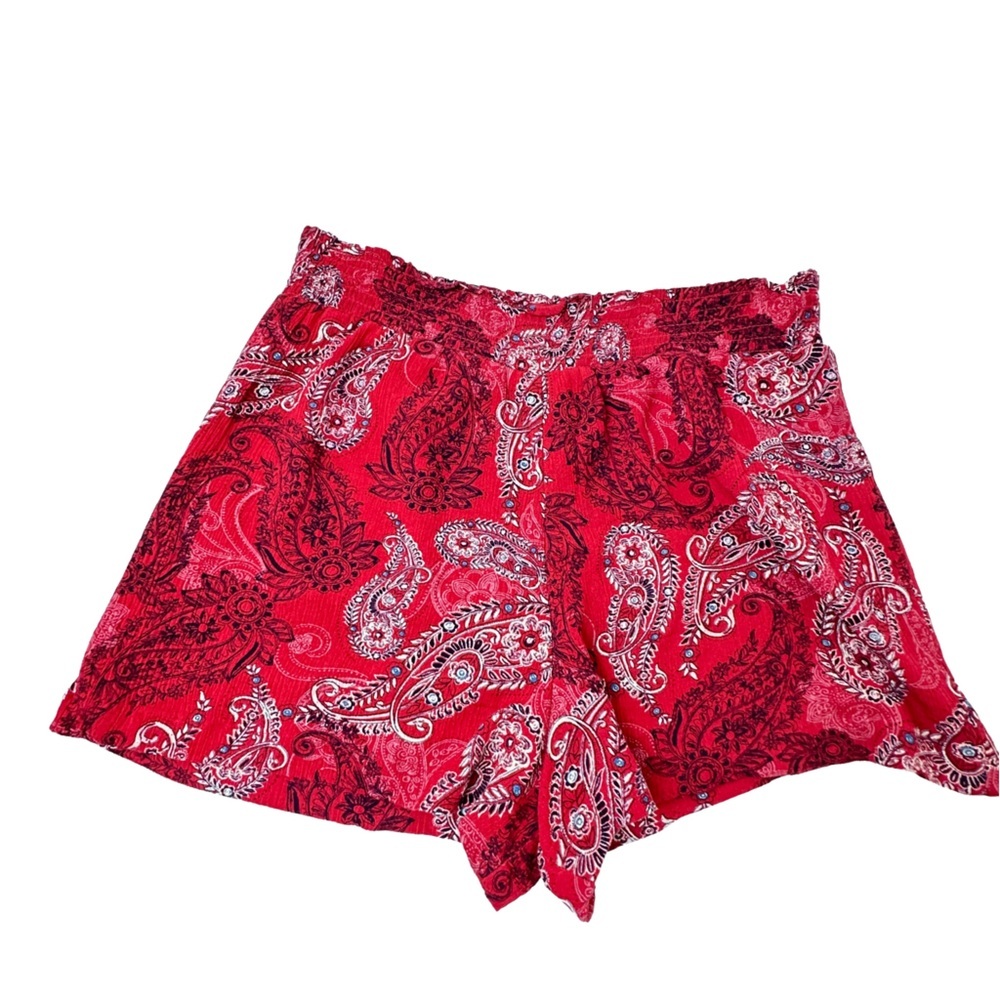 Knox Rose Red Paisley High-Waist Women’s Shorts